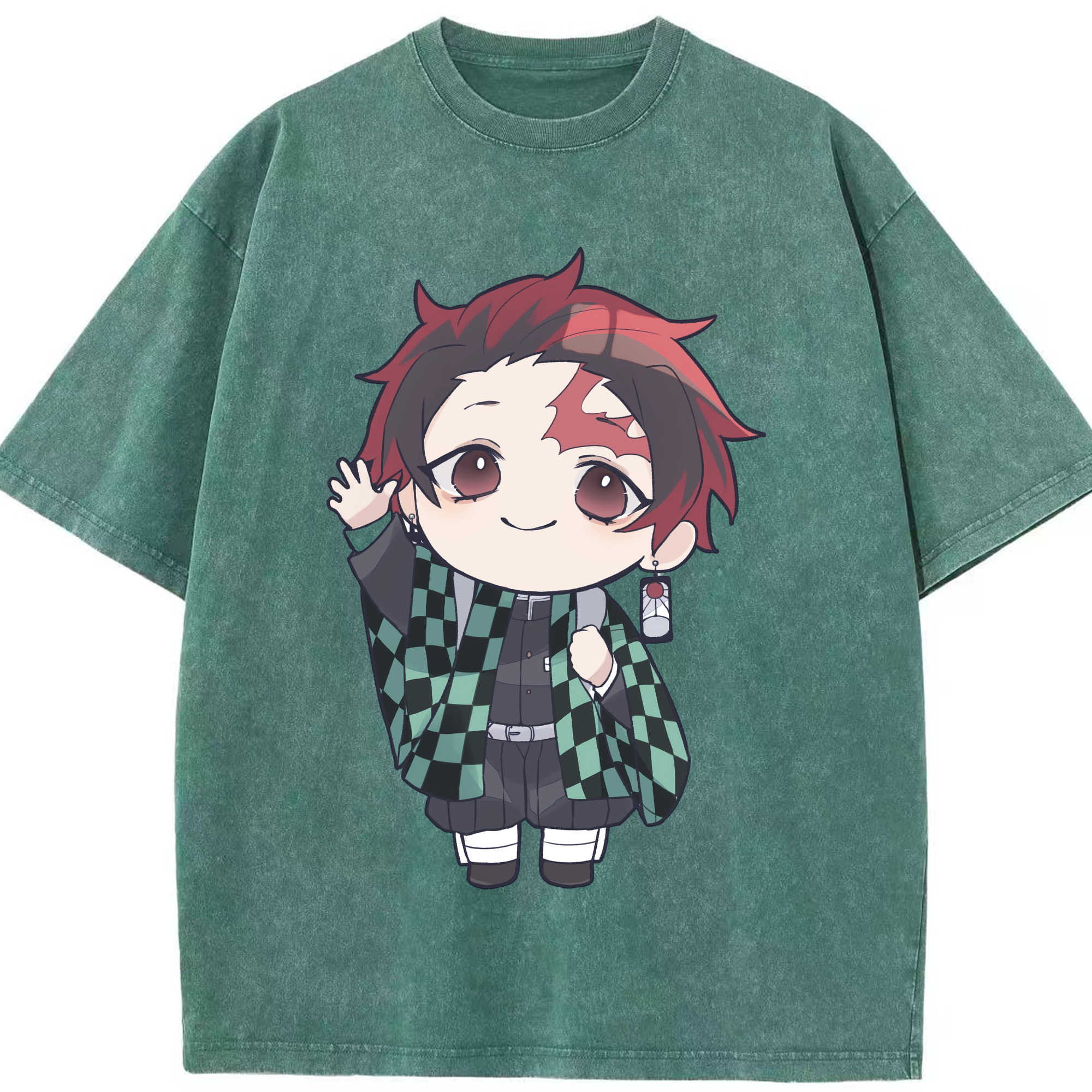 （画像用） 鬼滅の刃 竈門 炭治郎／かまど たんじろう Kamado Tanjirou 綿100% ヴィンテージ風 半袖Tシャツ（フロントプリント）
